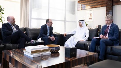 Mohamed bin Hadi Al Hussaini, Irish Minister of State at the Department of Finance discuss ways to enhance bilateral financial cooperation