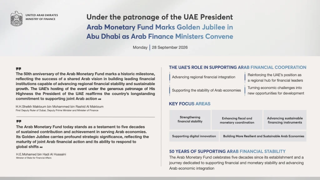 Arab Monetary Fund marks Golden Jubilee in Abu Dhabi as Arab Finance Ministers Convene