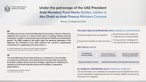 Arab Monetary Fund marks Golden Jubilee in Abu Dhabi as Arab Finance Ministers Convene